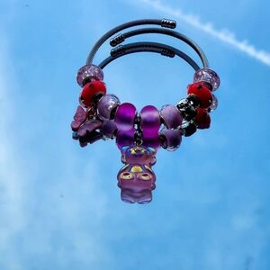 Pink Beaded Charm Bracelet